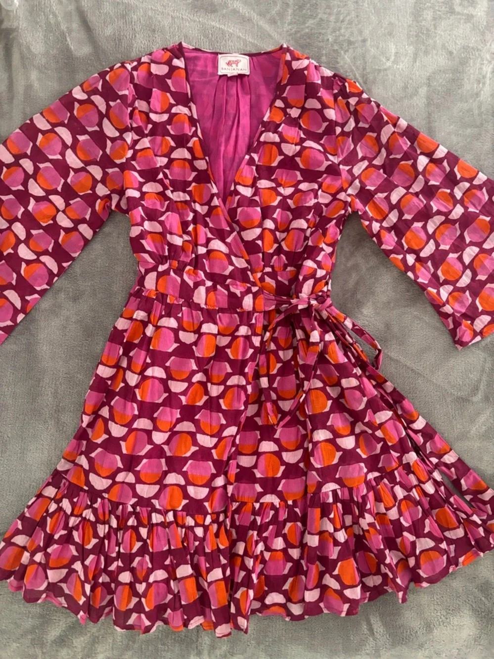 Banjanan Gwen Curlew Curve Lilac Sachet Wrap Mini Dress Size L‎
